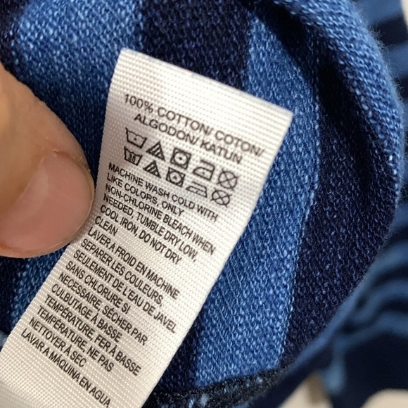 Lucky Brand Waffle Knit Long Sleeve Blue Stripe Round Neck Pull Over size M - Picture 10 of 10